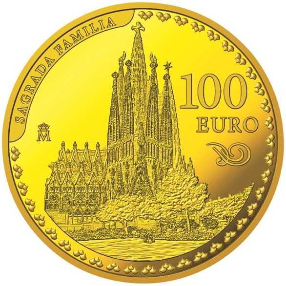 B. 100ユーロ金貨裏面