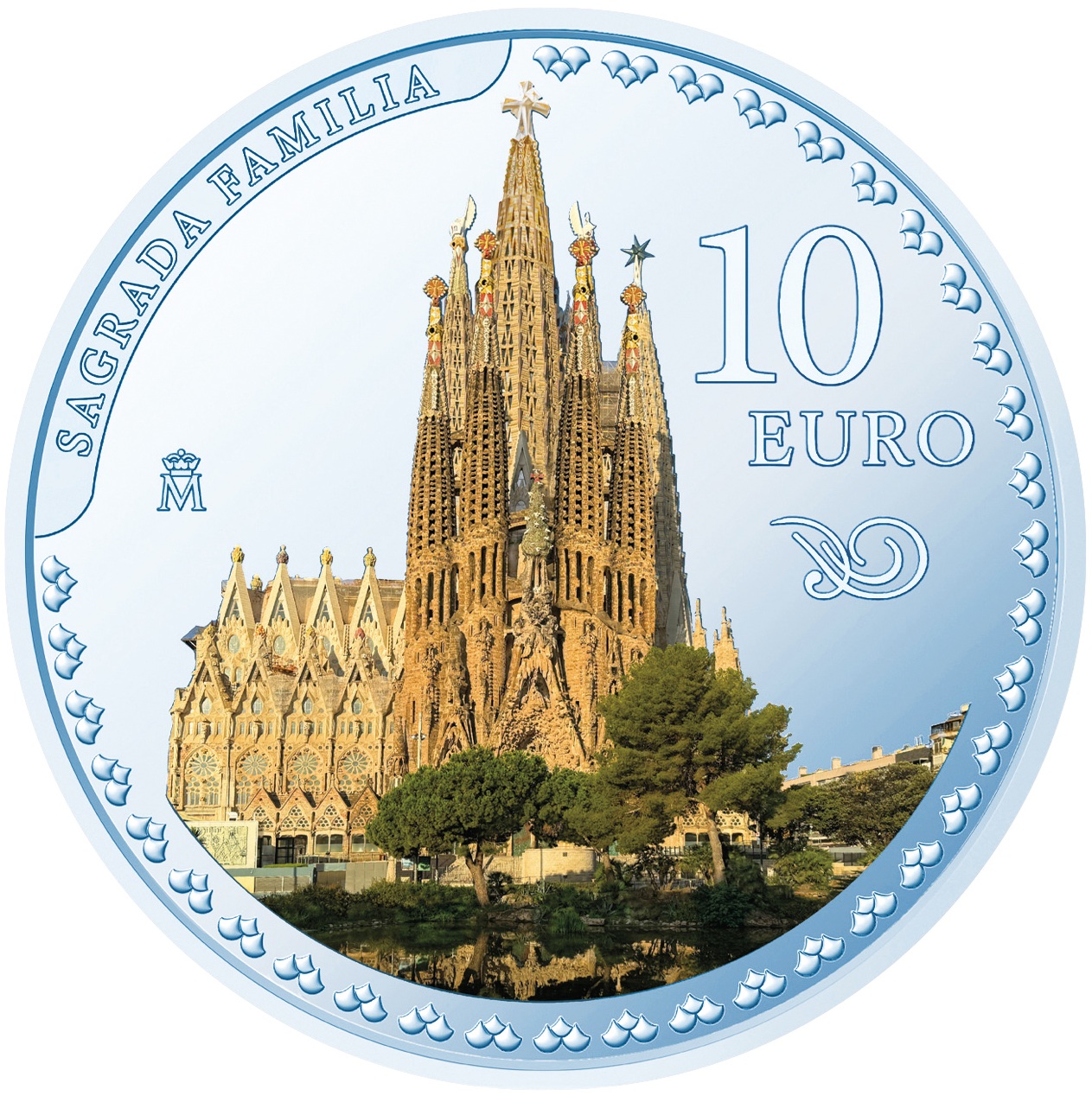 ①. 10ユーロカラー銀貨裏面