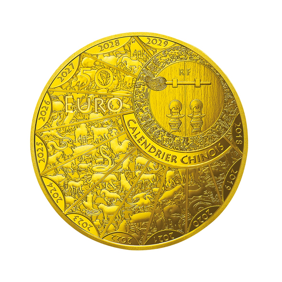 F. 50ユーロ金貨裏面