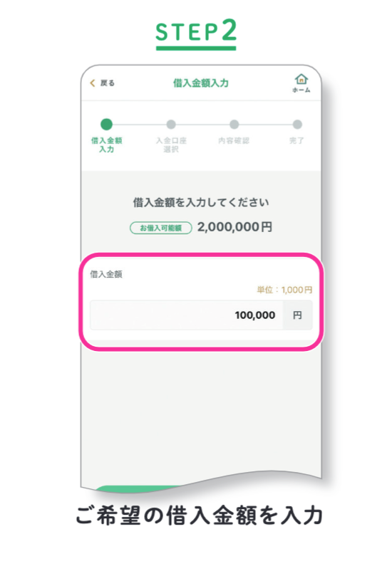 STEP2 ご希望の借入金額を入力